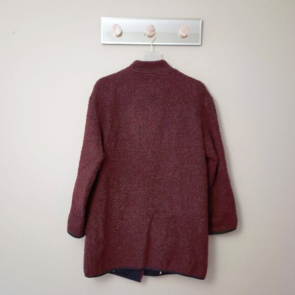 EUC Ter de Caractere burgundy woven coat with black trim & faux fur accents, 6 - Picture 6 of 8